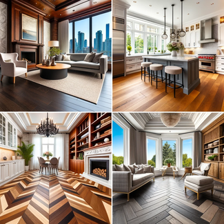 Collage of diverse hardwood flooring types in Toronto residences
