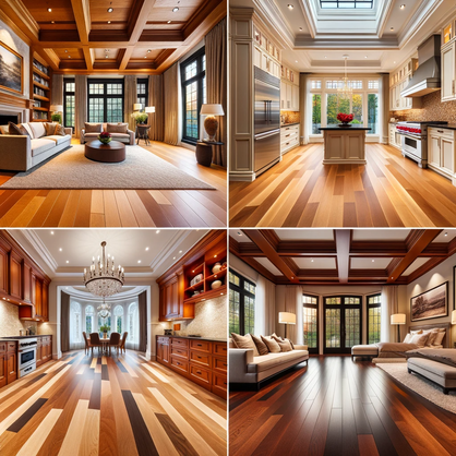 Hardwood samples and a Toronto home showcasing different hardwood types in various rooms.
