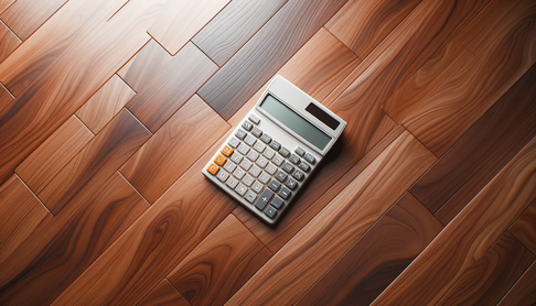 Calculator on hardwood floor, symbolizing the additional costs to consider